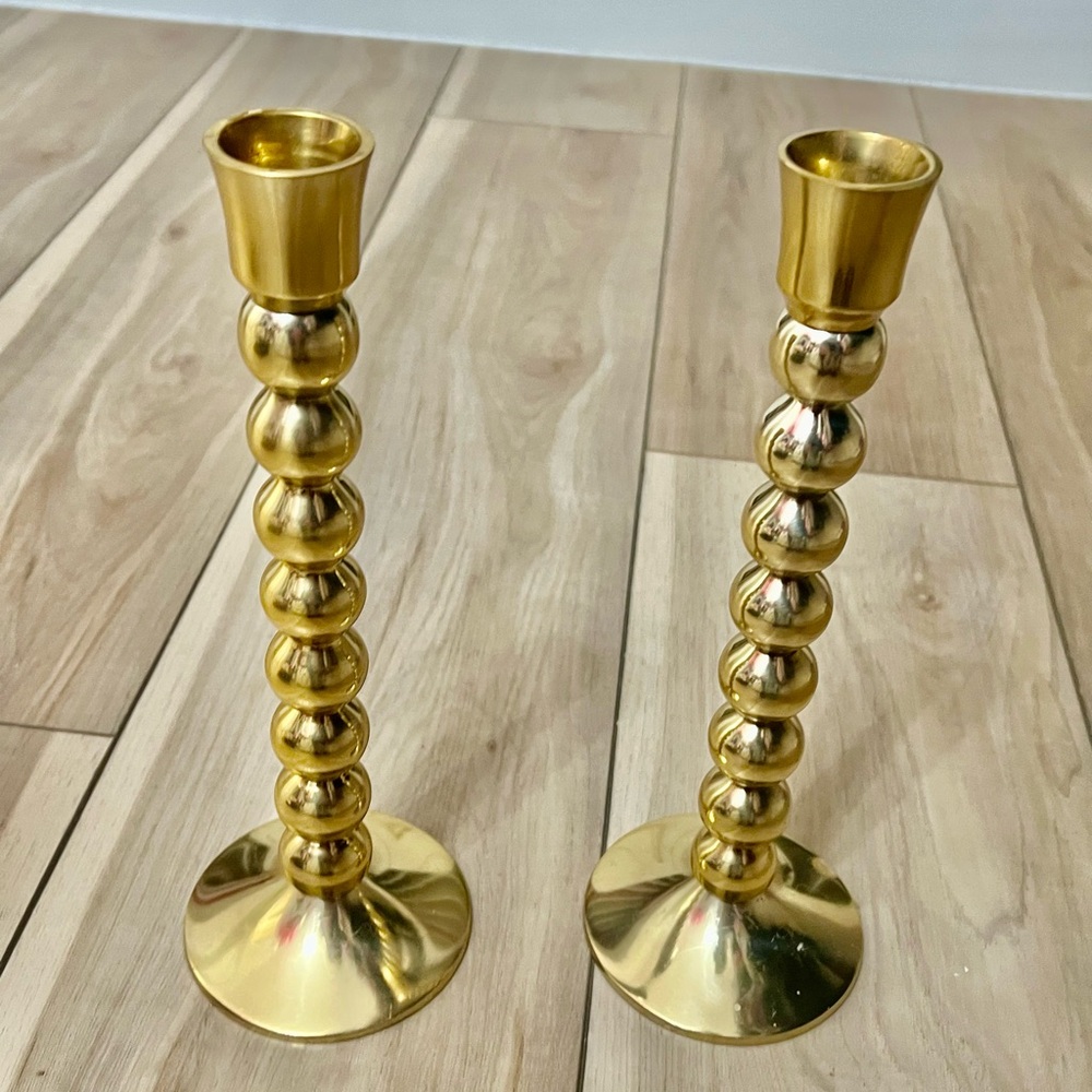 Anthropologie Gold Candle Holders
